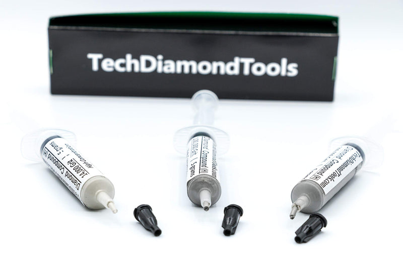 TechDiamondTools Kit of 3 Diamond Polishing Compound Polishing Paste 14000 100000 200000 Grit for Marble Glass Metal Rock Jewelry Resin Silver Gemstone with High Concentration Diamond Powder USA Made 200000 100000 14000 grit