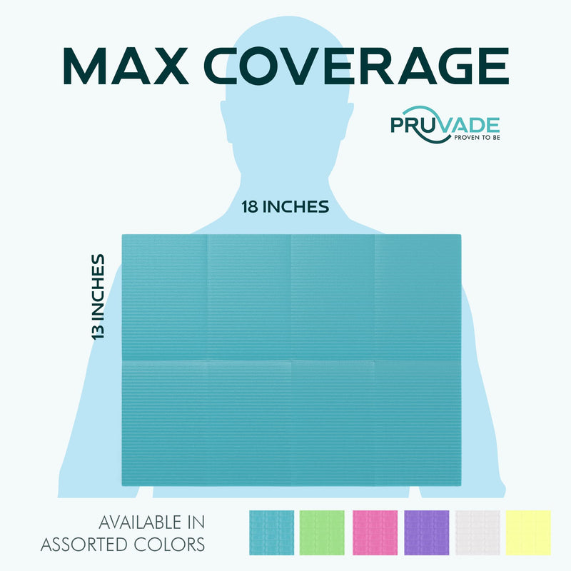 Pruvade Dental Bibs - 50 Pack Adult Disposable Bibs for Dentist, Eating, Tattooing - 13" x 18" 3-Ply Waterproof Medical Sheets for Piercing, Tattoo Table Station, Nail Techs, Patient Hygiene- Green