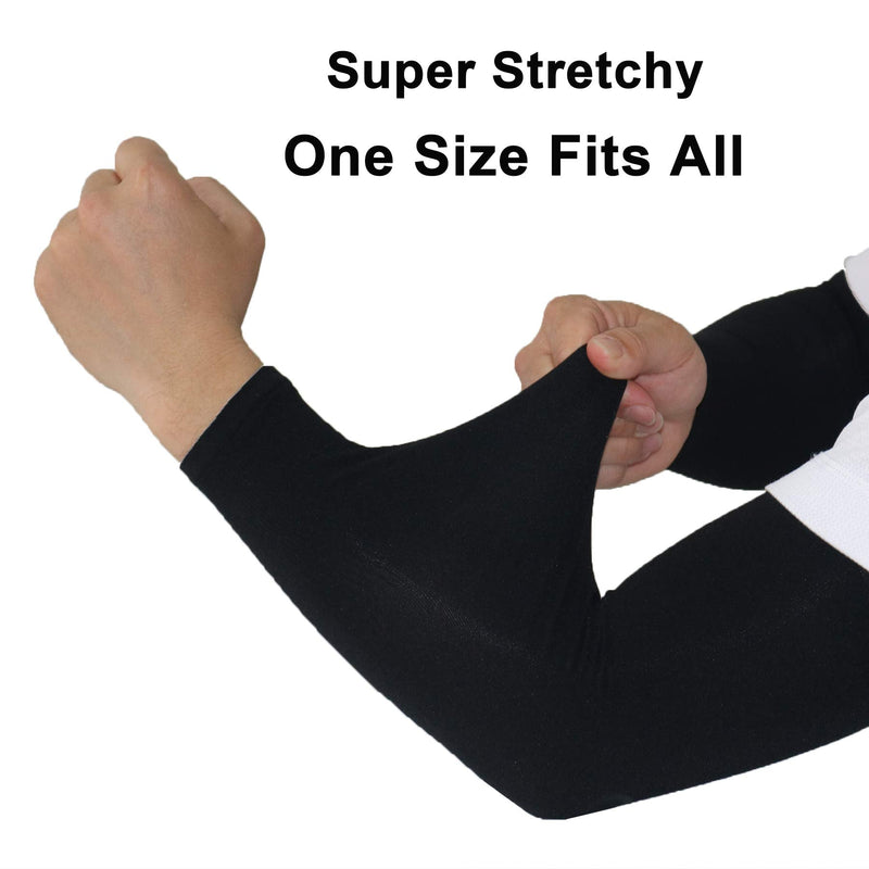 PFFY 2 & 4 Pairs UV Protection Cooling Arm Sleeves for Men and Women UPF 50 Sun Sleeve 2 Pairs Black