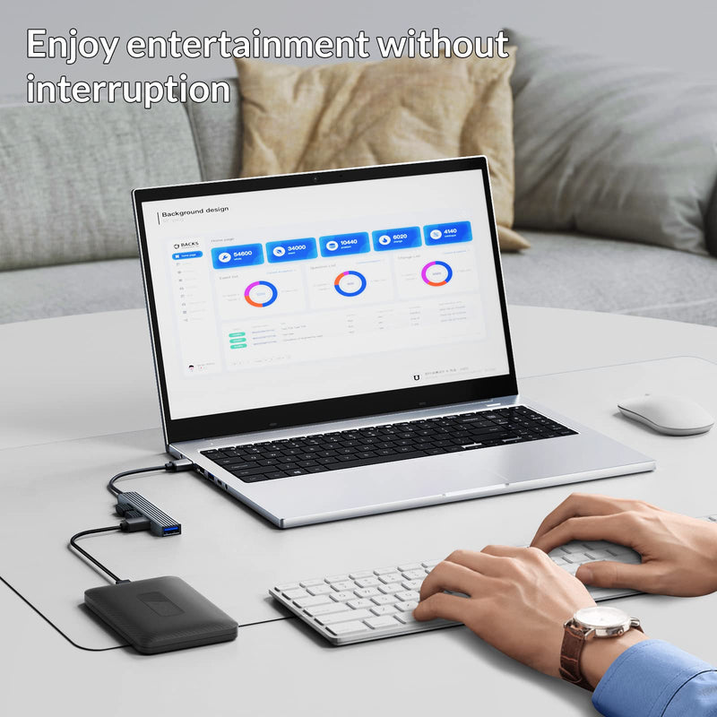 USB Hub for Laptop, SETMSPACE USB Splitter for Laptop Aluminum USB A, Multiple USB Port for Laptop Data Transfer, USB Port Expander for Laptop, PC, PS4