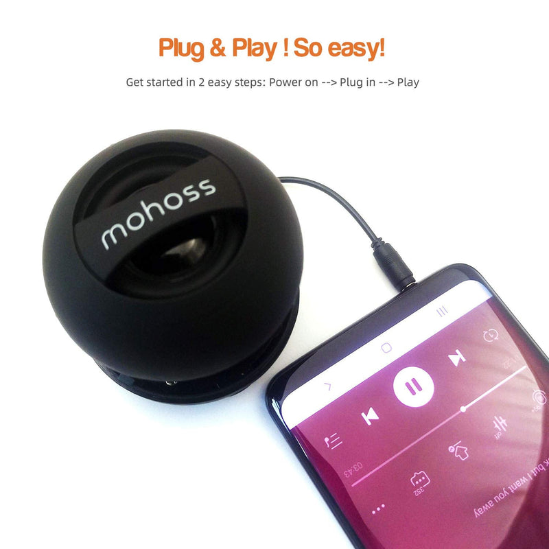 Mini Bass Speaker, mohoss Portable Plug in Speaker with 3.5mm Aux Audio Input, Rechargeable External Hamburger Speaker for iPhone Android Smartphones Laptop Tablet iPod MP3