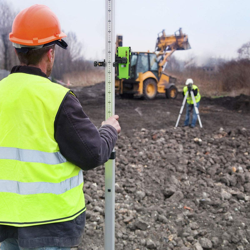 Huepar Laser Detector for Line Laser Level, Digital Laser Receiver Used with Pulsing Line Lasers Up to 200ft, Detect Red and Green Laser Beams, Three-Sided LED Displays, Clamp Included LR-6RG