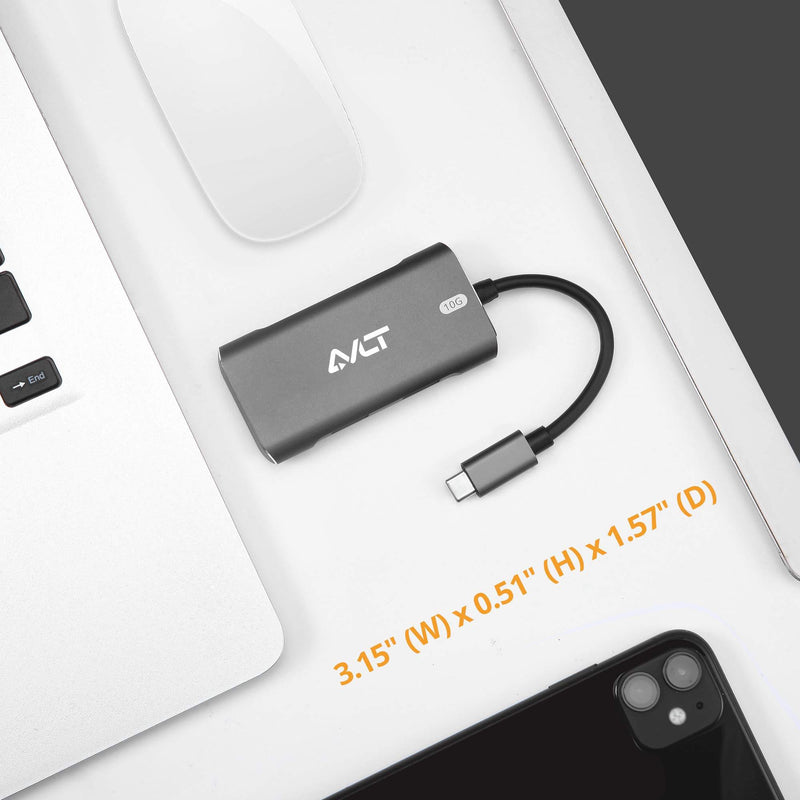 AVLT 4-Port USB 3.1 Gen 2 10G Hub - USB-A x2 USB-Cx2 - Portable USB-C Hub for MacBook Pro, iMac, iPad Pro, MacBook Air, Surface Pro, Pixel Slate, Galaxy Tab (Does Not Support USB-C Video Display)