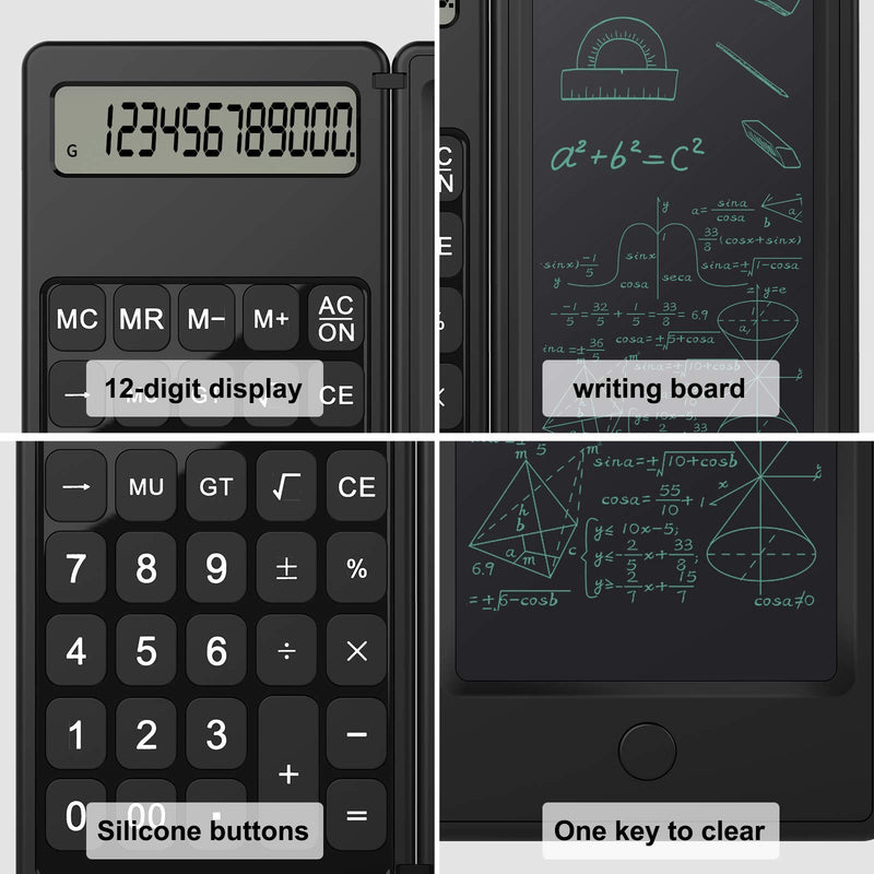 JEOEUS Calculator，Calculators Desktop，Calculator Notepad,6 LCD Writing Tablet,Doodle Pad Drawing Board，Calculator12 Digit Display, Electronic Board Drawing/Memo Pads/Planning Boards