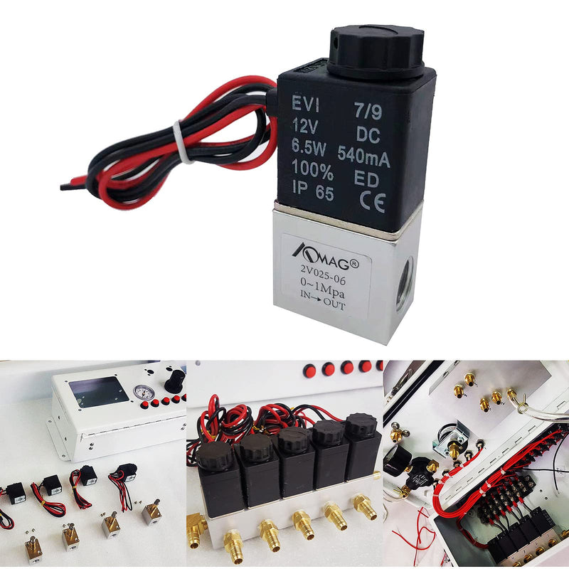 AOMAG® 1/8" 2 Way Normally Closed Pneumatic Aluminum Electric Solenoid Air Valve 12V DC