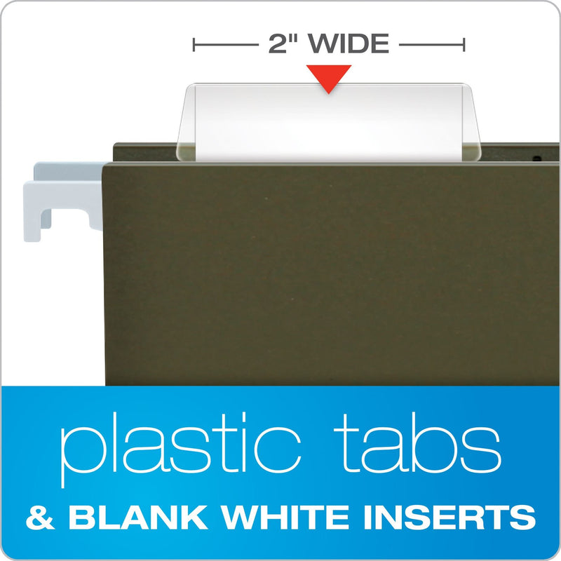 Pendaflex Insertable Plastic Tabs Hanging Folder Tabs, 2", Clear, 25 Tabs and Inserts per Pack (42)