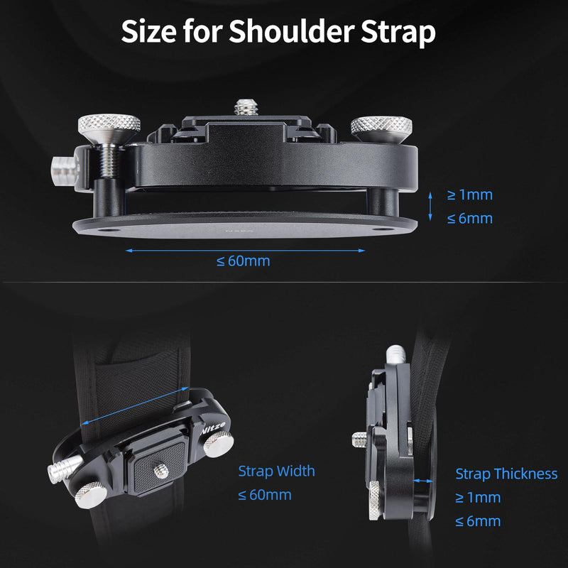 Nitze Camera Clip, Aluminum Capture Clip, Backpack Strap Camera Mount with 4-Side Mountable Arca Quick Release Plate for DSLR/Mirroless Camera, Action Camera - N58A