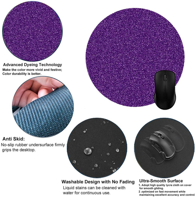 Purple Glitter Texture Mouse Pads Stylish Office Computer Accessory 8in