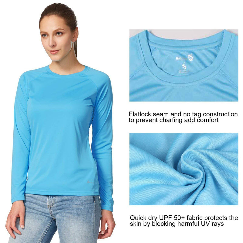 BALEAF Women's Long Sleeve Shirts UPF 50+ Sun Protection SPF Quick Dry Lightweight T-Shirt Outdoor Hiking Runing Fishing A01-blue X-Small
