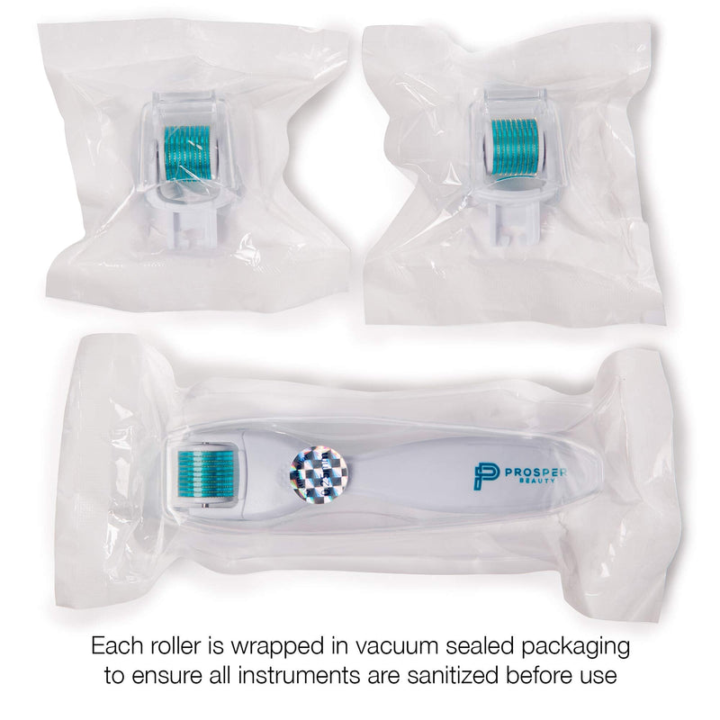 Derma Roller Microneedle 6 Piece Kit [DERMAROLL by Prosper Beauty] Face Roller with 4 Replaceable Heads Exfoliation Microdermabrasion Micro Derma Skin Care Tool Dermaplaning Dermapen Microneedling