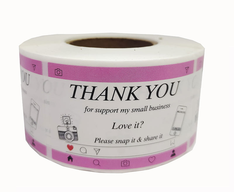 1.5 x 2.3 inch Thank You for Supporting My Small Business Camera Share It Stickers,Small Shop Packaging Review Reminder Labels for Online Business Merchandise Bags,Gift,Boxes,Cards,Envelopes 500pcs