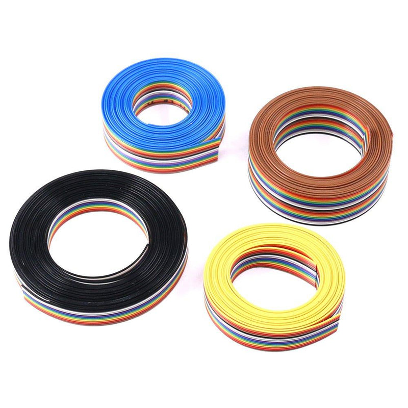 Glarks 10ft / 3m 10/14/16/20 Wire Rainbow Color Flat Ribbon IDC Wire Cable Kit for 2.54mm Connectors