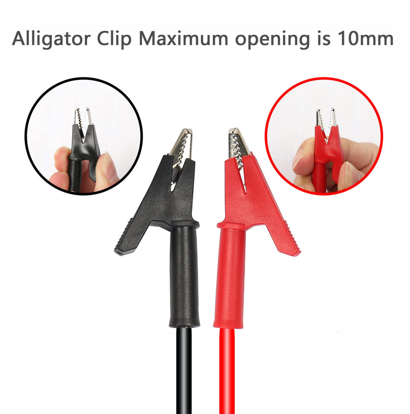 YACSEJAO Double Ended Alligator Clips, Test Jumper Wires Test Cable with Insulators Clips Test Copper Cable for Electrical Testing - Black & Red(1m/3.3ft)