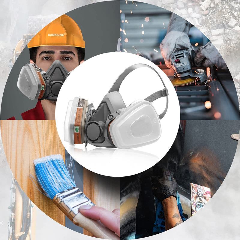 RANKSING Half Facepiece Reusable Respirator Labor Insurance Supplies 6200 Reusable Shield for Painting Sanding Polishing Spraying and Other Work