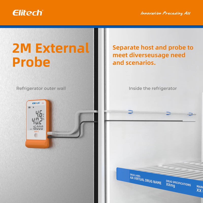Elitech GSP-6 Temperature Data Logger Temperature Humidity Data Logger 16000 Points Recording Capacity Detector, Free Software Data Export