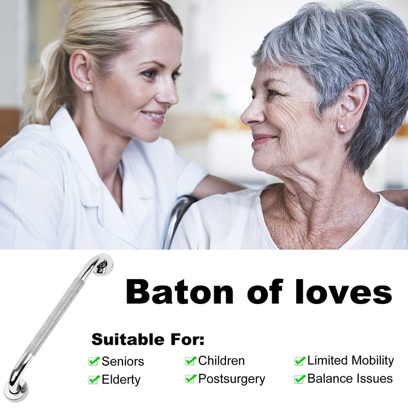 2 Pack 16 Inch Anti-Slip Bathroom Grab Bar, LONVICHTT Stainless Steel Shower Handle, Knurled Safety Hand Rail, Support Balance Armrest, Elderly, Pregnant, Children, Handicap Senior Assist Bath Handle 16 Inch Shower Grab Bars