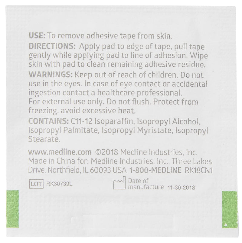 Medline Latex Free Individually Wrapped Adhesive Tape Remover Pads-100 Count (Packaging May Vary) 100 Count