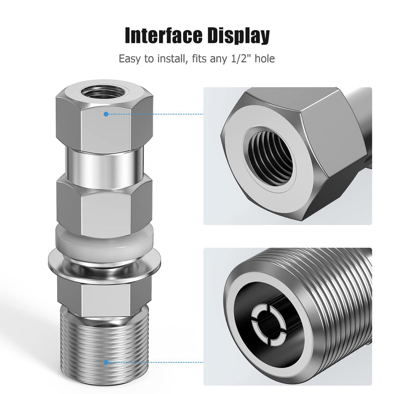Heavy Duty CB Antenna Stud Mount Adapter Copper Nickel Plated with SO-239 Connector for Mounting 3/8 x 24 Threads CB HAM Radio Antennas Silver