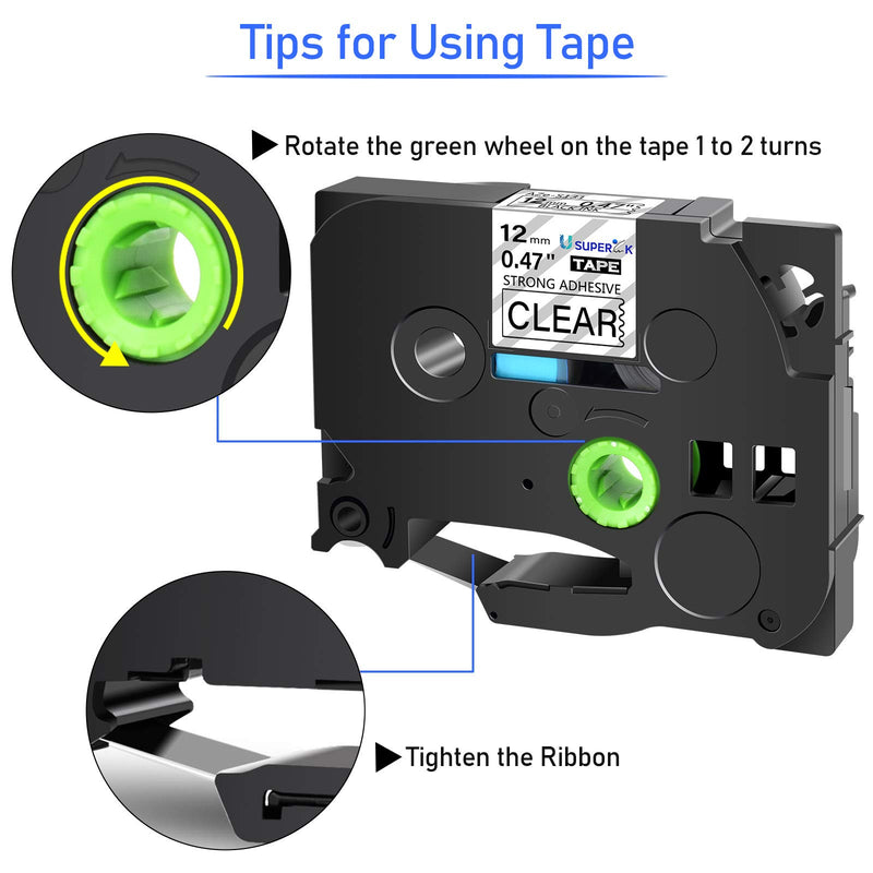 USUPERINK 2PK Compatible for Brother TZe-S131 TZeS131 TZ-S131 TZS131 12mm 1/2'' 26.2ft Laminated Black on Clear Extra Strength Label Tape for PT-D600 D600VP P700 P710BT P750W P900W Label Maker