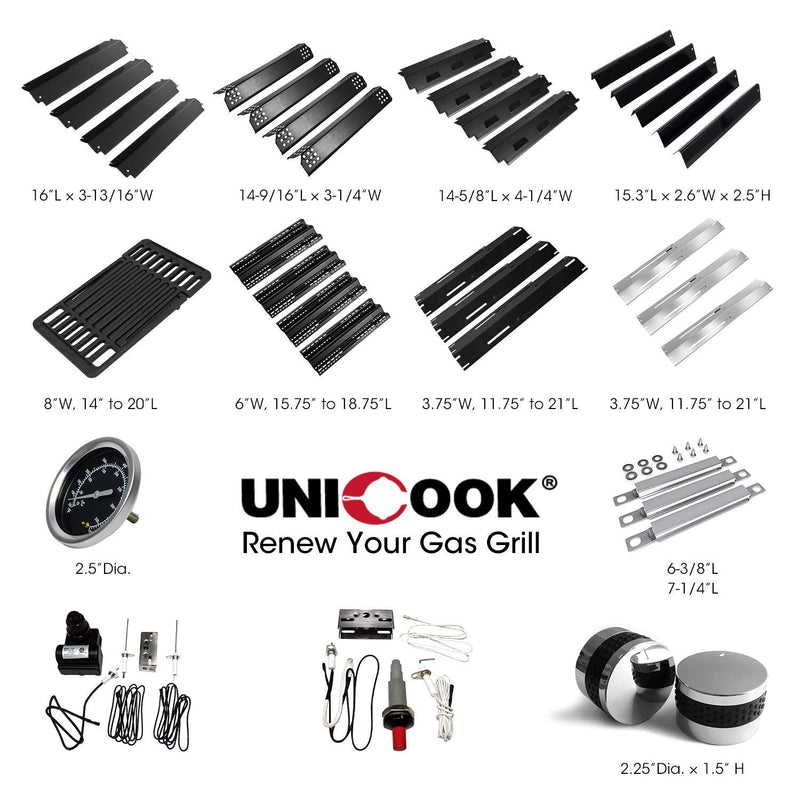Unicook Porcelain Steel Heat Plate, Extends from 11.75" up to 21" L, Pack of 1, Grill Replacement Parts, Heavy Duty Adjustable Heat Shield, Heat Tent, Burner Cover, Flame Tamer for Barbecue Gas Grill