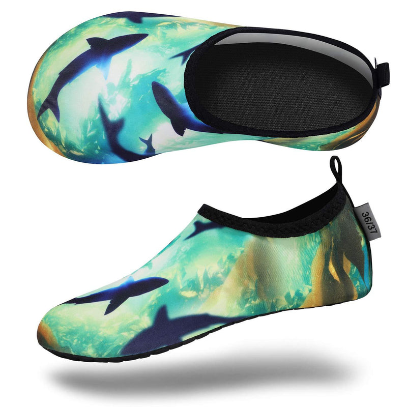 VIFUUR Water Sports Shoes Barefoot Quick-Dry Aqua Yoga Socks Slip-on for Men Women 4-5 Women/3-4 Men Ocean