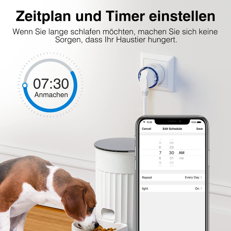 GHome Smart WLAN socket, smallest WiFi socket pack of 4, power consumption measurement, app remote control, works with Alexa, Google Home, voice control, schedule, TÜV certified, 10A, only 2.4GHz WiFi pack of 4 single