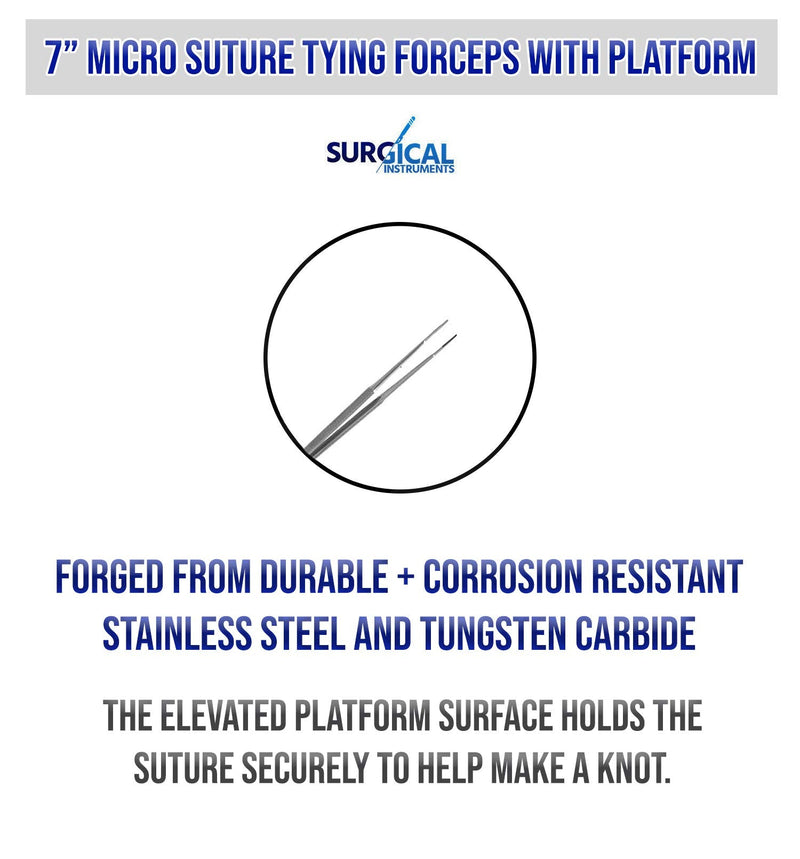 T/C Micro Suture Tying Forceps 7" with Platform - Medical Surgical Instruments