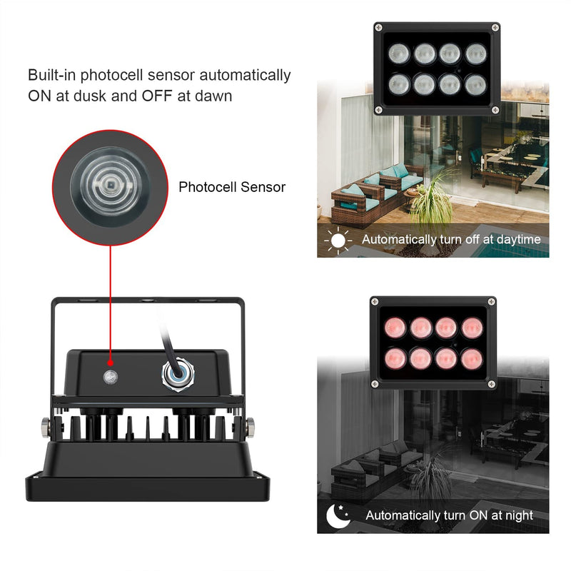 Univivi IR Illuminator 90 Degree Wide Angle 8-LEDs IR Infrared Light for Security Cameras 8 Watt