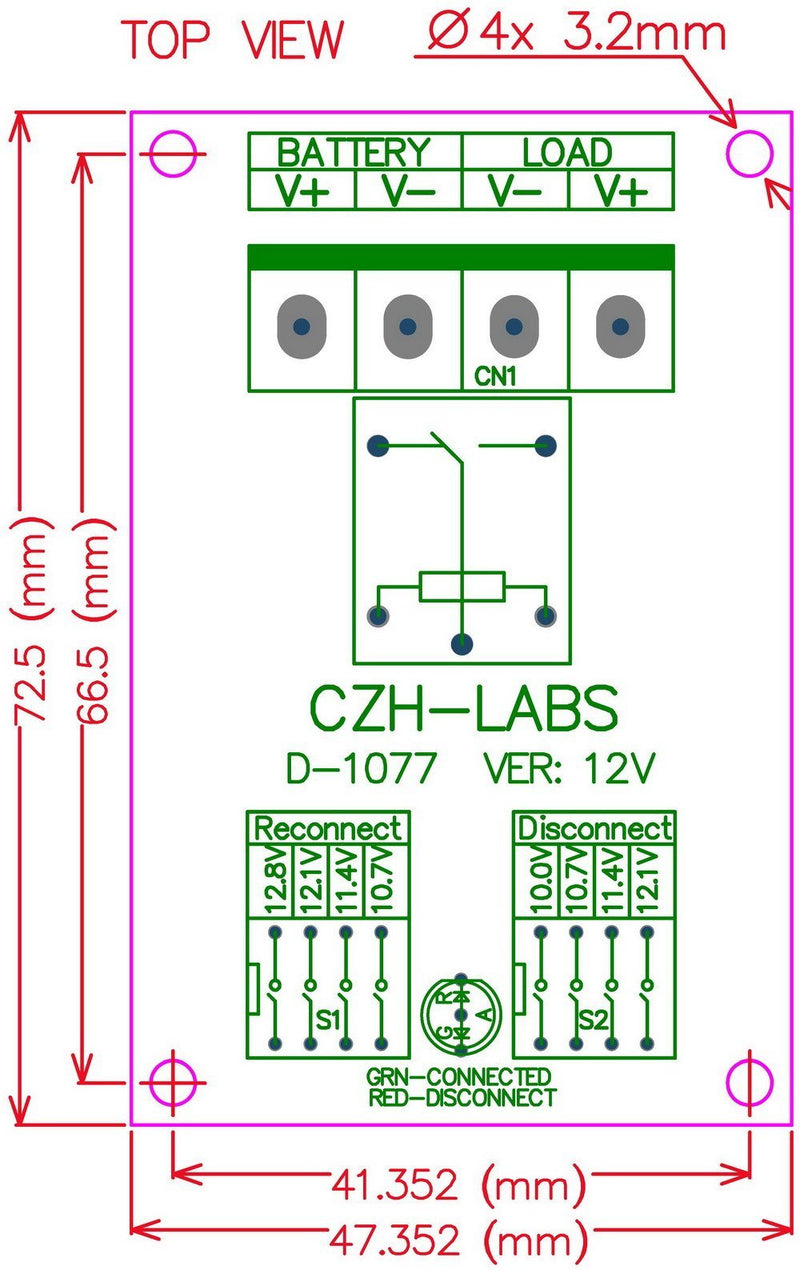 CZH-LABS Electronics-Salon Low Voltage Disconnect Module LVD, 12V 10A, Protect/Prolong Battery Life.