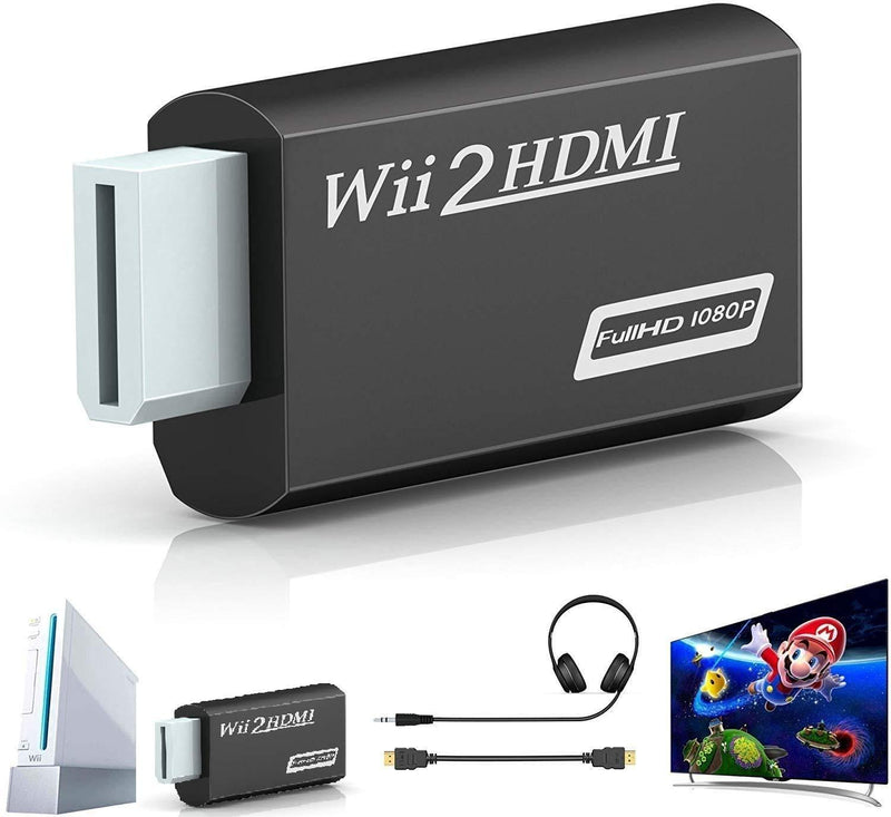 Wii Hdmi Converter Adapter, Goodeliver Wii to Hdmi 1080p Connector Output Video 3.5mm Audio - Supports All Wii Display Modes, Black
