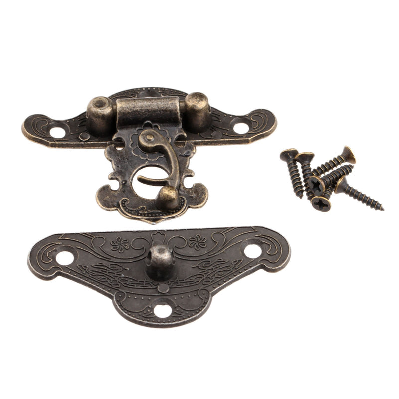 Dophee 1pc Furniture Decorative Cabinet Jewelry Box Latch Hasps and 2pcs Butterfly Hinges with Screws
