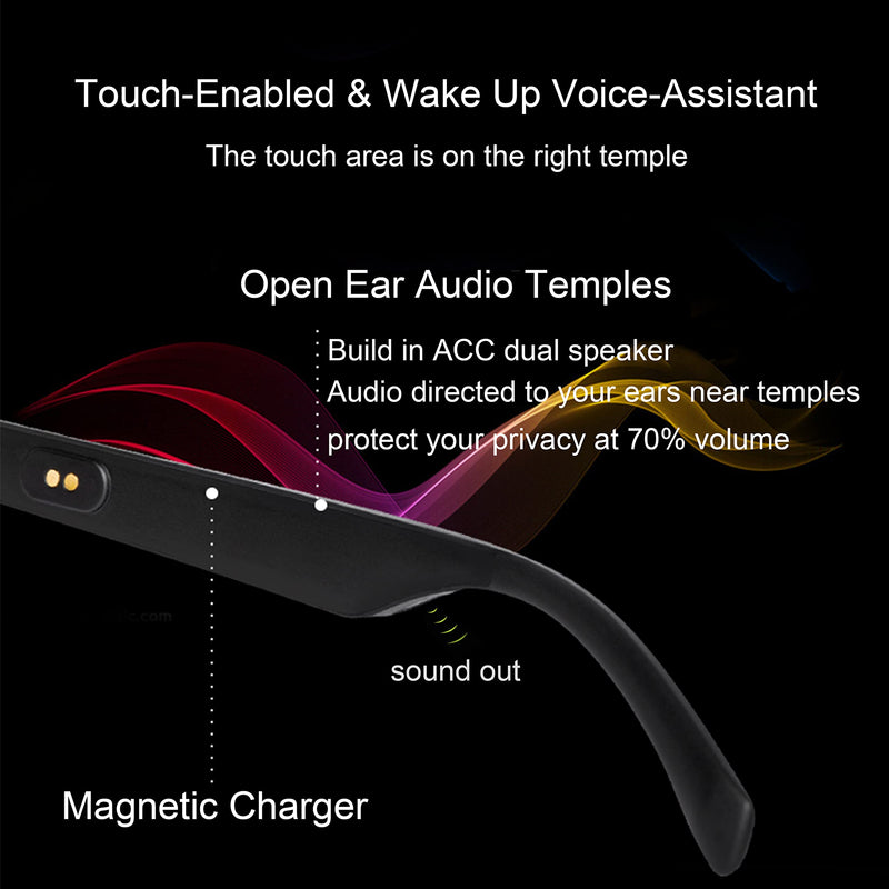 Meagtlva Smart Glasses for Men&Women Wireless Bluetooth Sunglasses Open Ear Music&Hands-Free Calling,Polarized Lenses,IP5 Water-Sweat Proof for Bluetooth Dvieces KY-B