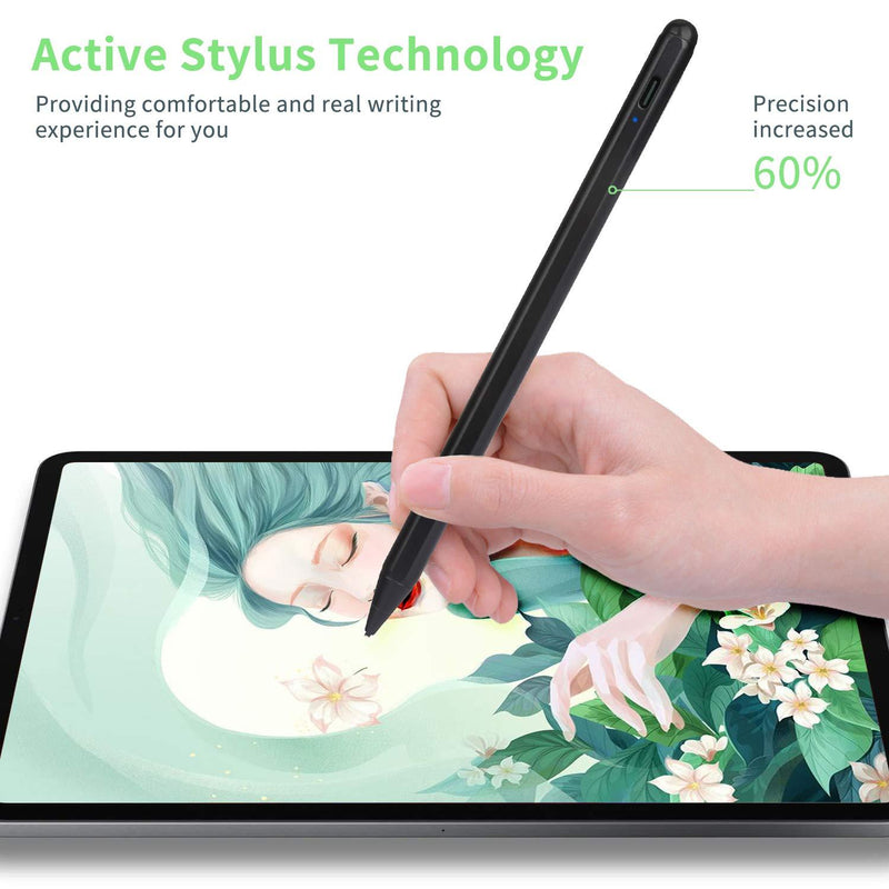 Electronic Stylus for iPad 5th Generation 9.7" 2017 Pencil,Type-C Rechargeable Active Capacitive Pencil Compatible with Apple iPad 5th Gen 9.7-inch Stylus Pens,Good on iPad Drawing Pen,Black