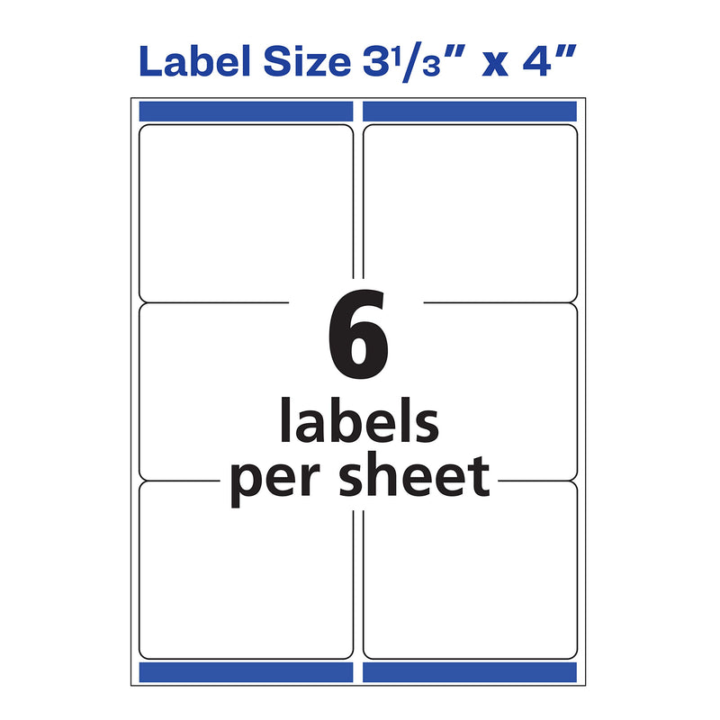 Avery Shipping Address Labels, Laser Printers, 150 Labels, 3-1/3x4 Labels, Permanent Adhesive, TrueBlock (5264), White