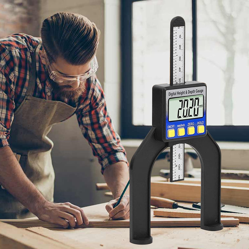 RUIZHI Digital Depth Gauge Altimeter 0-85 mm Profile Depth Gauge LCD Display Digital Caliper for Woodworking Mechanical Engineering with Magnets