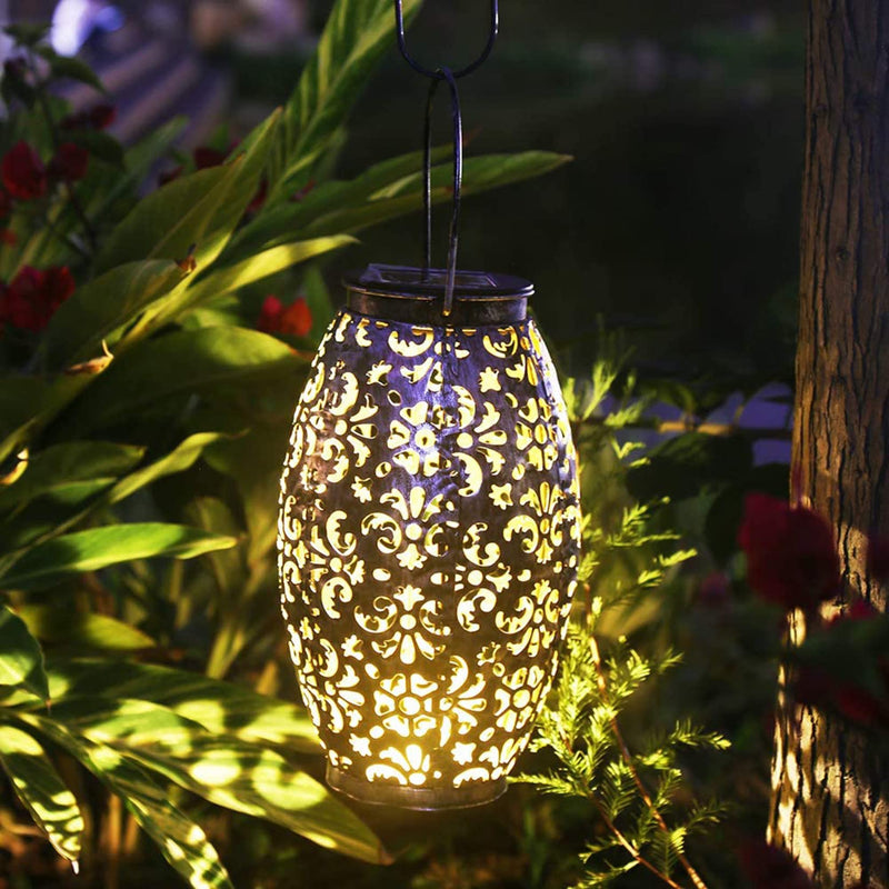 Kaixoxin Solar Lantern Lights for Hanging or Table Outdoor Solar Light for Patio Courtyard Garden (Silver-1) 1