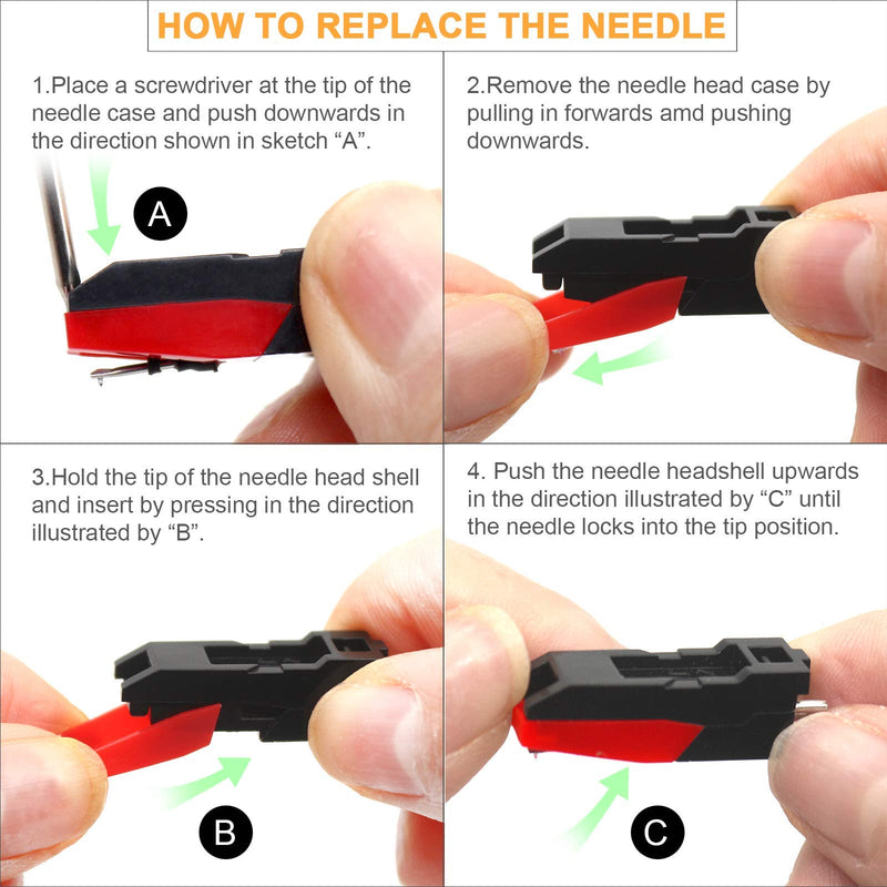 Record Player Needles, Hadwoer Turntable Replacement Needle for Vinyl Record Player LP Phonograph, Victrola, 1byone, Crosley, ION, Jensenï¼ˆ2 Pcs of Diamond Stylusï¼‰