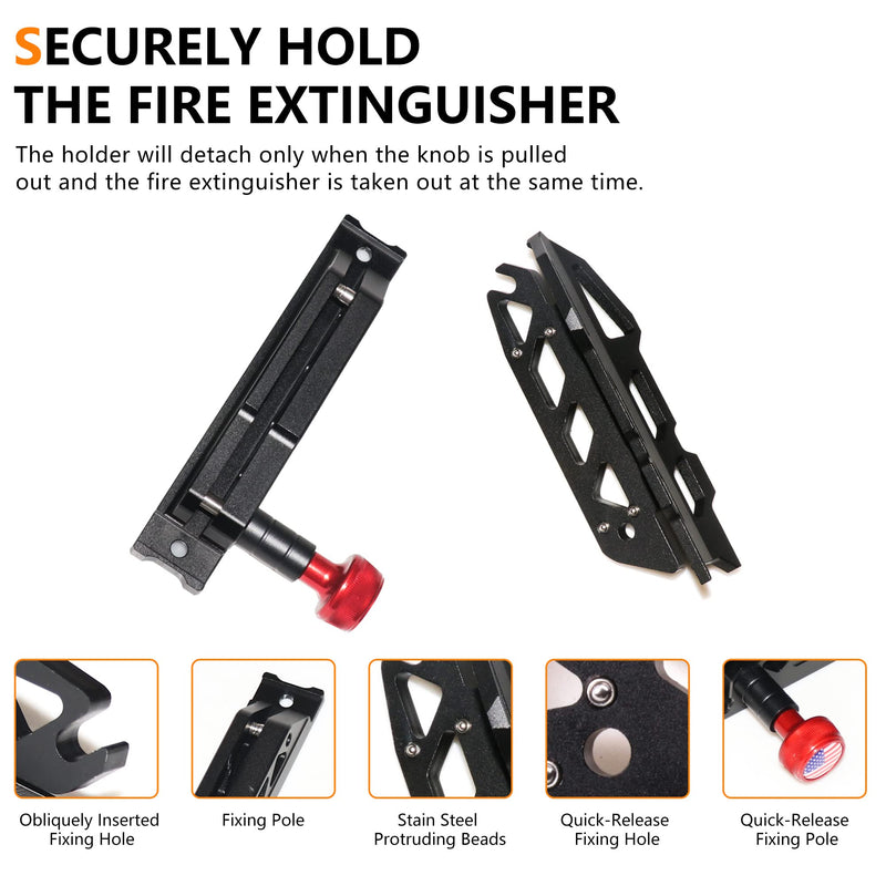 RERPRO Quick Release Fire Extinguisher Mount Brackets Holder Compatible with Jeep Wrangler UTV Polaris RZR Ranger Truck Aluminum Adjustable Roll Bar Fire Extinguisher Mount Bottle Holder Kit