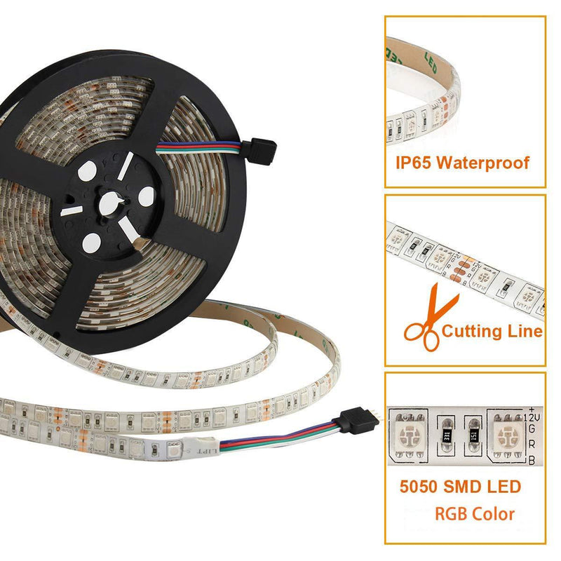 SUPERNIGHT LED Strip Lights, 16.4FT 5M SMD 5050 Waterproof 300LEDs RGB Color Changing Flexible LED Light Strip Rgb (Red, Green, Blue)