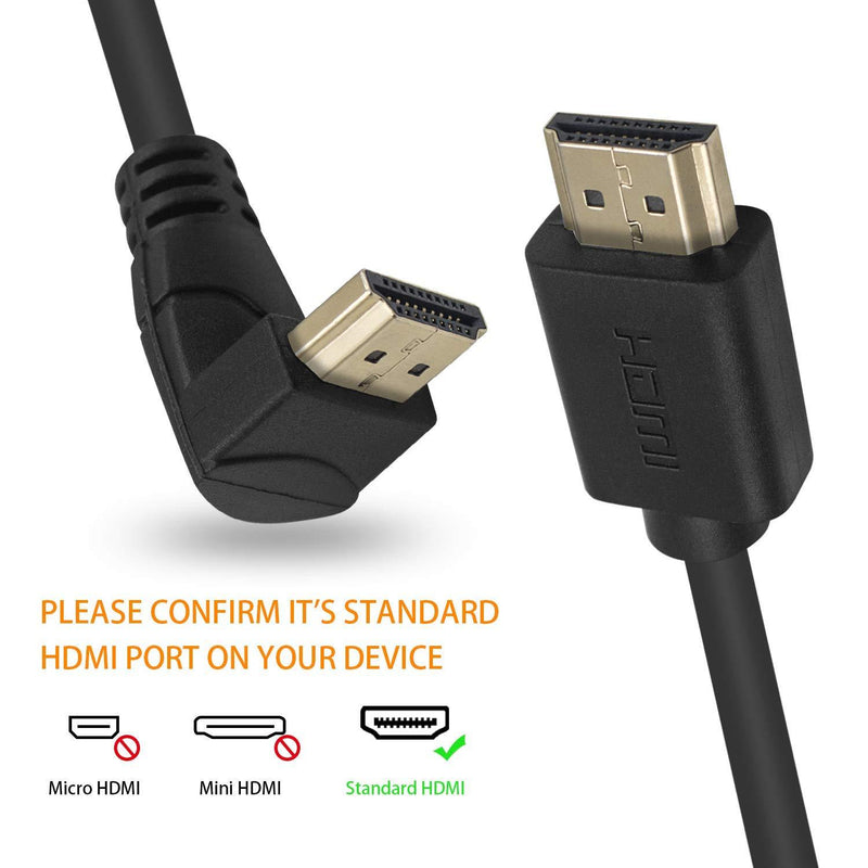 Poyiccot HDMI 2.0 Male to Male Cable 90 Degree, 2 Feet / 60cm HDMI Male to Male Downward Angle Cable 60Hz, 4K 2K Gold Plated High Speed (M/M Down)