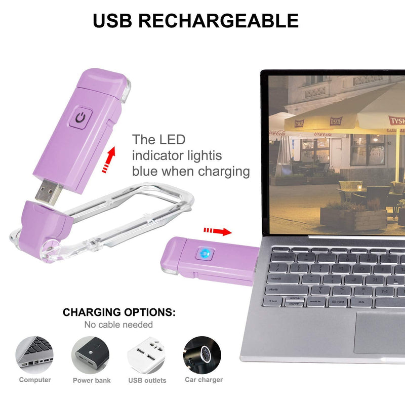 Rechargeable Book Reading Light for Kids,Clip on LED Book Light in Bed,Portable Bookmark Light with Brightness Adjustable for Eye-Protection,Warm White and Amber LEDs Night Reading Light for Bookwarms Violet