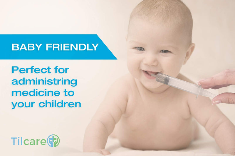 5ml Oral Dispenser Syringe with Cover 100 Pack by Tilcare - Sterile Plastic Medicine Droppers for Children, Pets & Adults – Latex-Free Medication Syringe Without Needle - Syringes for Glue and Epoxy