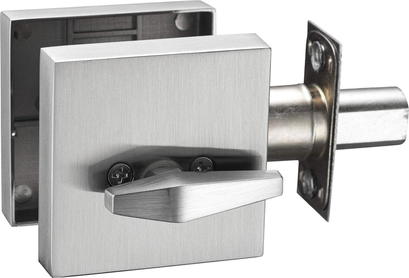 Berlin Modisch Contemporary Square Single Cylinder Deadbolt Lock for Front Door Entrance Modern High Security Heavy Duty â€“ Satin Nickel Finish Brushed Nickel Finish Deadbolt [Single Cylinder]