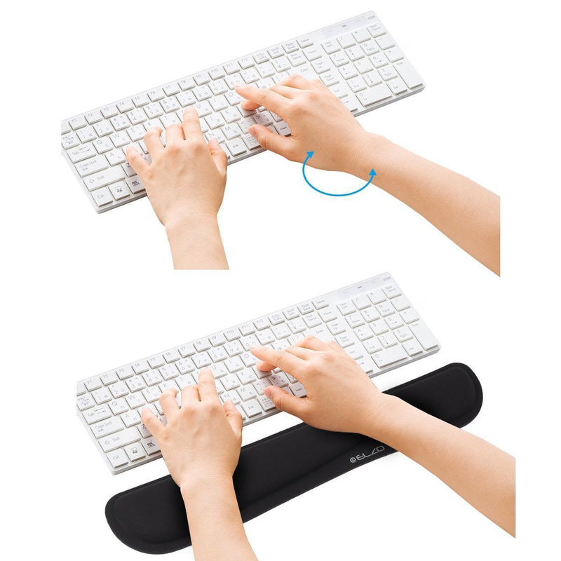 ELZO Wrist Rest Support for Keyboard & Mouse Pad Combo with Comfortable Memory Foam Padding, Nonsilp Rubber Base and Ergonomic Design for PC Computer Laptop Mac (2 Pack) 2 × for Keyboard and Mouse Black