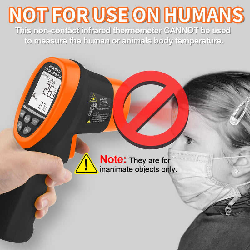 Digital Infrared Thermometer Non-Contact Temperature Gun,16:1IR Laser Grip Accurate from -50℃~800℃(-58℉~1472℉),Pyrometer with Adjustable Emissivity for Industry Kiln Forge【Not for Human】 985C(-58℉~1472℉)