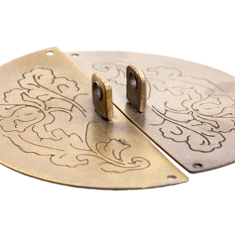 Dophee Old Style Chinese Carved Lock with Key & Pull Handle & Screws for Cabinet Jewelry Box Gift Box