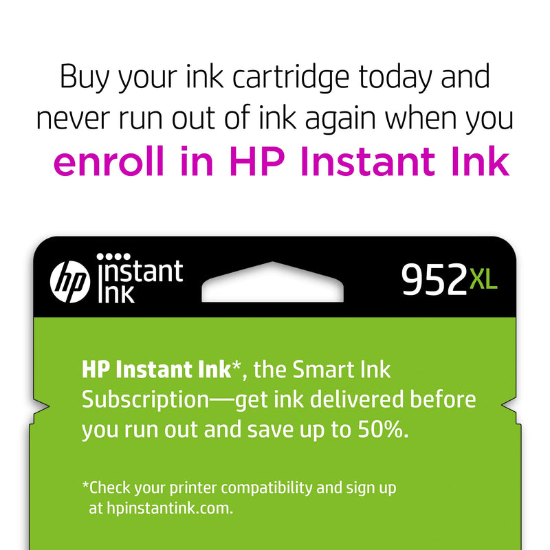 Original HP 952XL Black High-yield Ink Cartridge | Works with HP OfficeJet 8702, HP OfficeJet Pro 7720, 7740, 8210, 8710, 8720, 8730, 8740 Series | Eligible for Instant Ink | F6U19AN