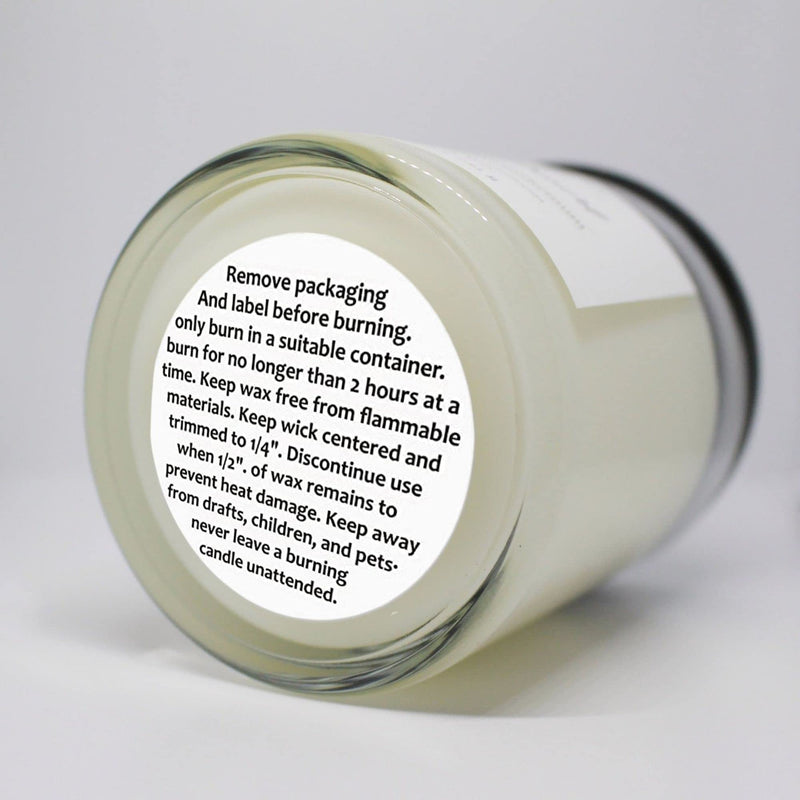 Candle Warning Stickers, 1.5" Round Label, 300 Labels, Black and White Text, Sticker Decal for Candle Jars, Tins and Votives