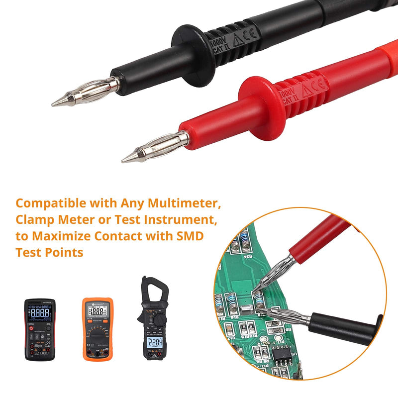 Neoteck Multimeter Test Leads Test Tips Automotive Test Lead Kit with Broken Wire-Free Test Hook Insulation Wire Piercing Clip Test Probe 4mm Socket Automotive Test Leads