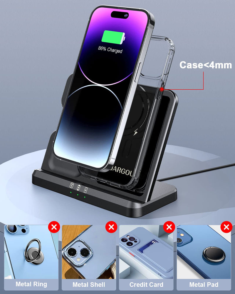 𝟮𝟬𝟮𝟯 𝗡𝗲𝘄 Wireless Charging Station 3 in 1 Wireless Charger for iPhone 14 13 12 11 Pro Max/X/8 Charging Station for Multiple Devices for Apple Watch Ultra SE 8 7 6 5 4 3 2 for AirPods Pro 3 2 Black